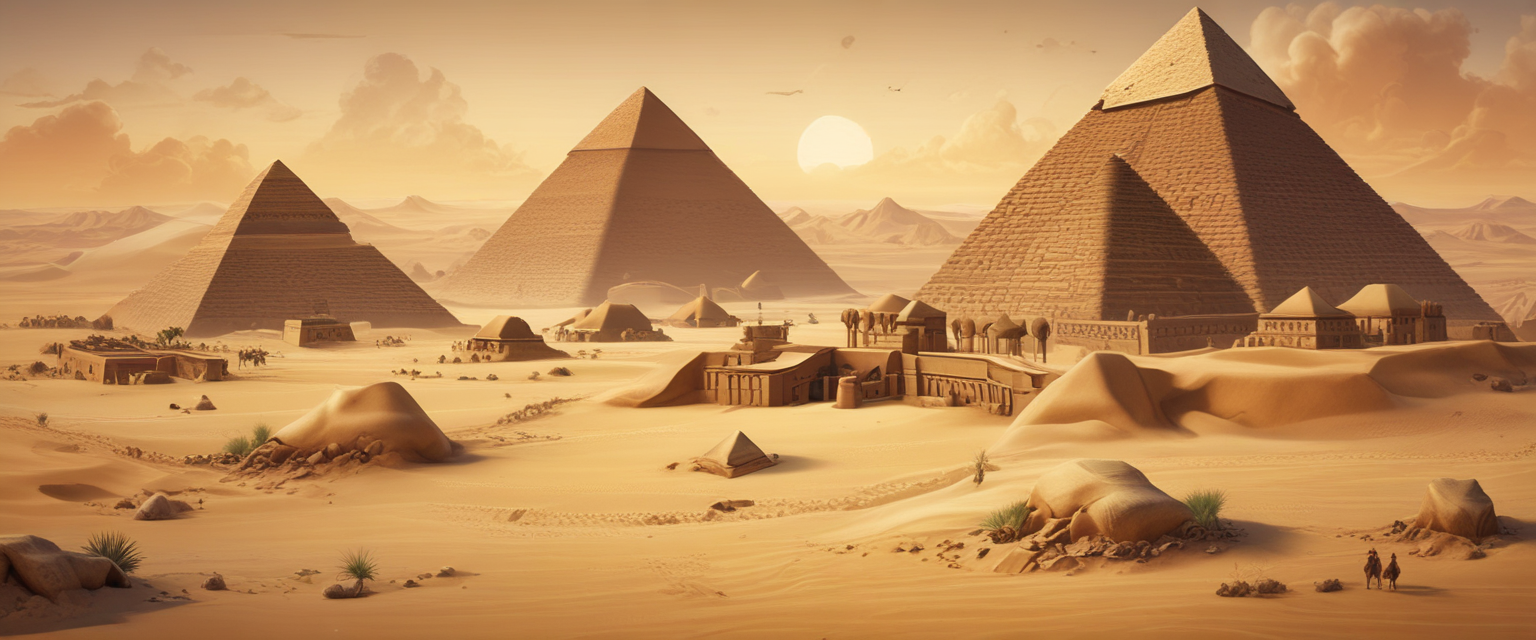 Interface du jeu Énigmes Égyptiennes avec des pyramides et des hiéroglyphes